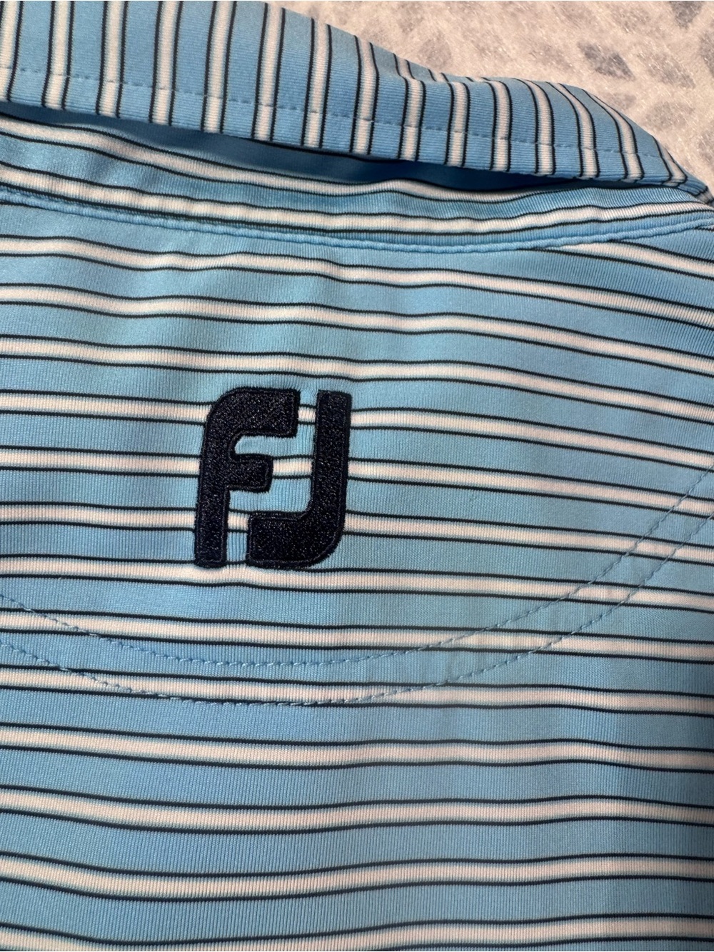 NWOT FootJoy FJ Striped Performance Golf Polo Shirt Blue White Men’s Medium - Picture 10 of 12
